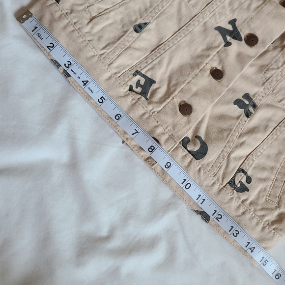 ❤️NWT BCBGeneration Nude/Blush/Black Scattered Alphabet Denim Jean Jacket, S - Picture 6 of 14